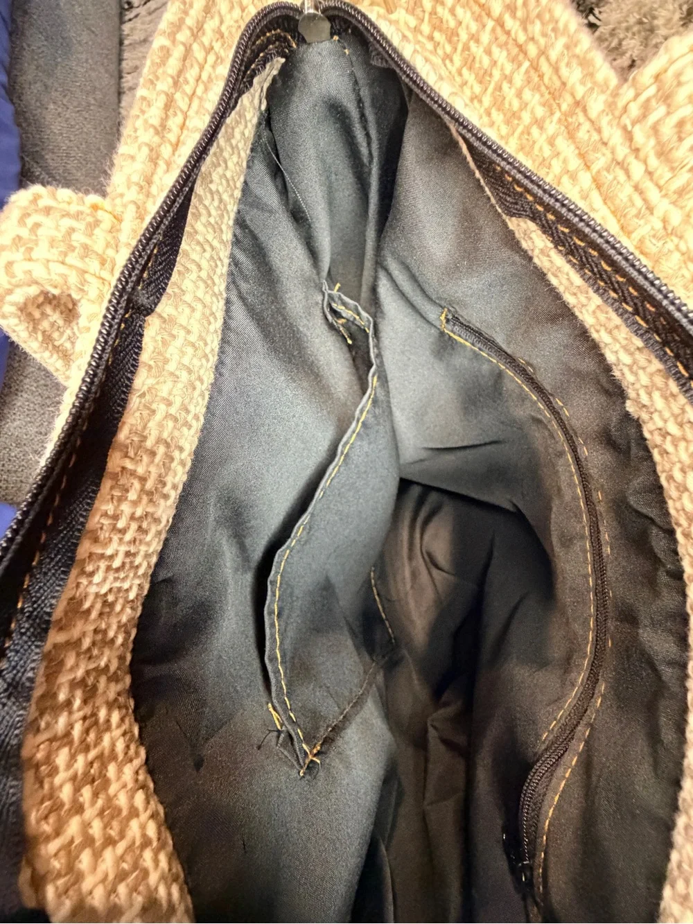 Beige Woven Tote Bag